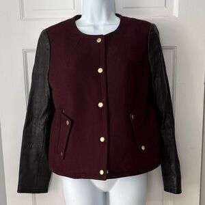 Club Monaco Burgundy and Black wool/leather jacket